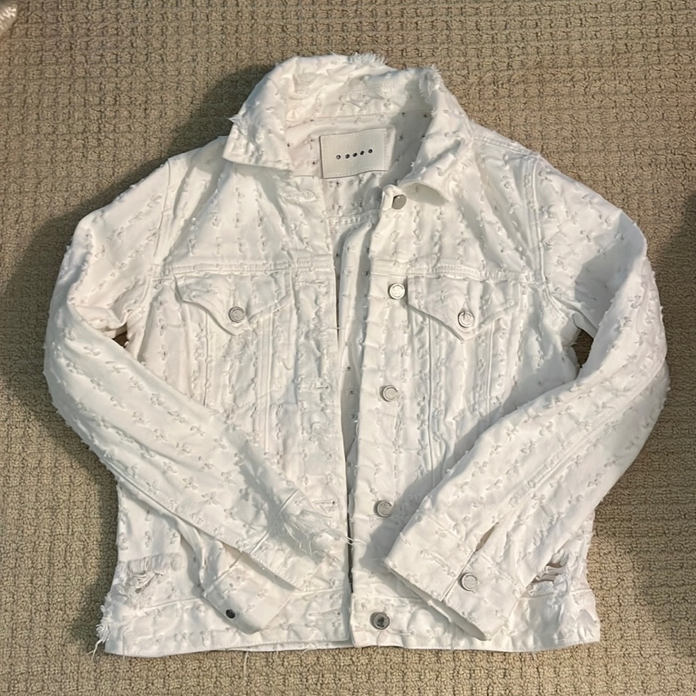 Blank NYC white distressed jean jacket. Size XS